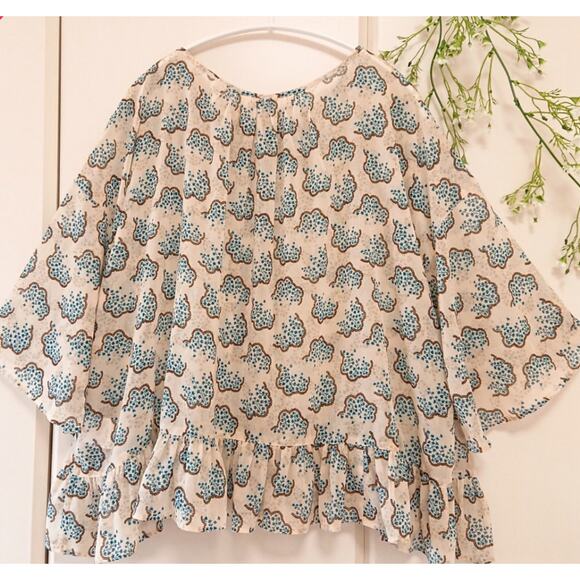 Anna Sui x Uniqlo Women's Ruffle Floral Oversized Blouse Medium Boho Peasant - Picture 2 of 11